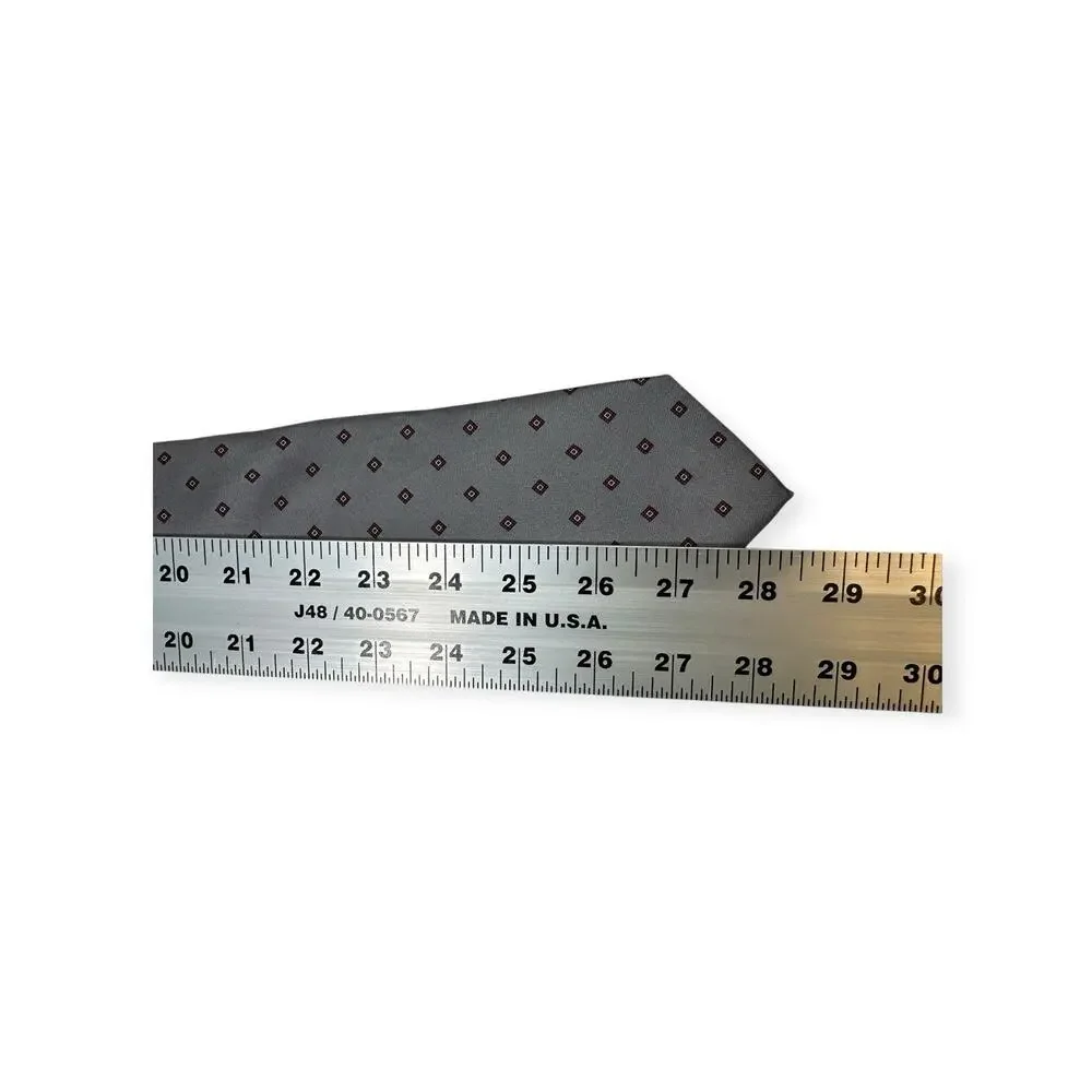 Neil Martin Tie Mens OS Silver Grey Geometric Italian‎ Silk Handmade Old Money